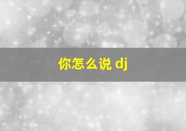 你怎么说 dj